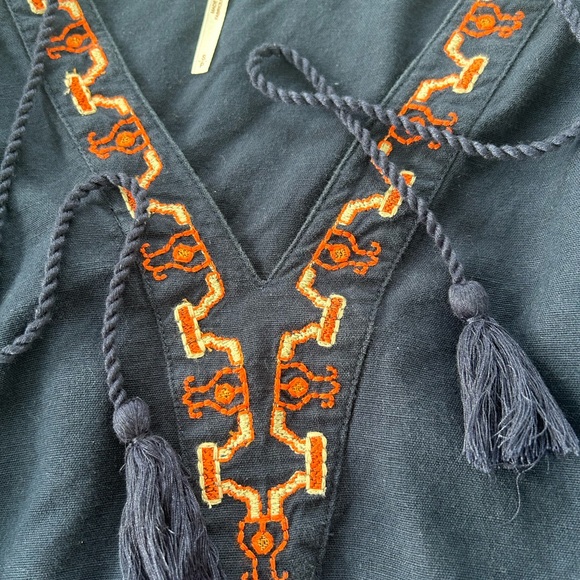 Free People Blue Puff Sleeve Embroidered Blouse - Picture 4 of 5